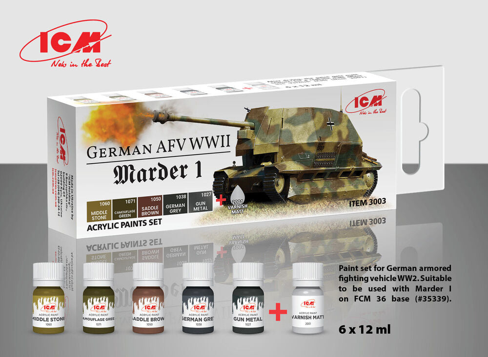 Acrylic paint set for German AFV WW2 (Marder I) 6 x12 ml