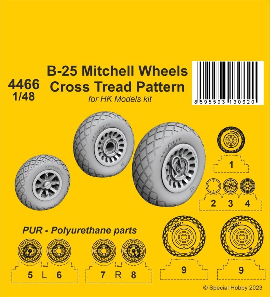 B-25 Mitchell Wheels/ Cross Tread Pattern 1/48 / for HK kit