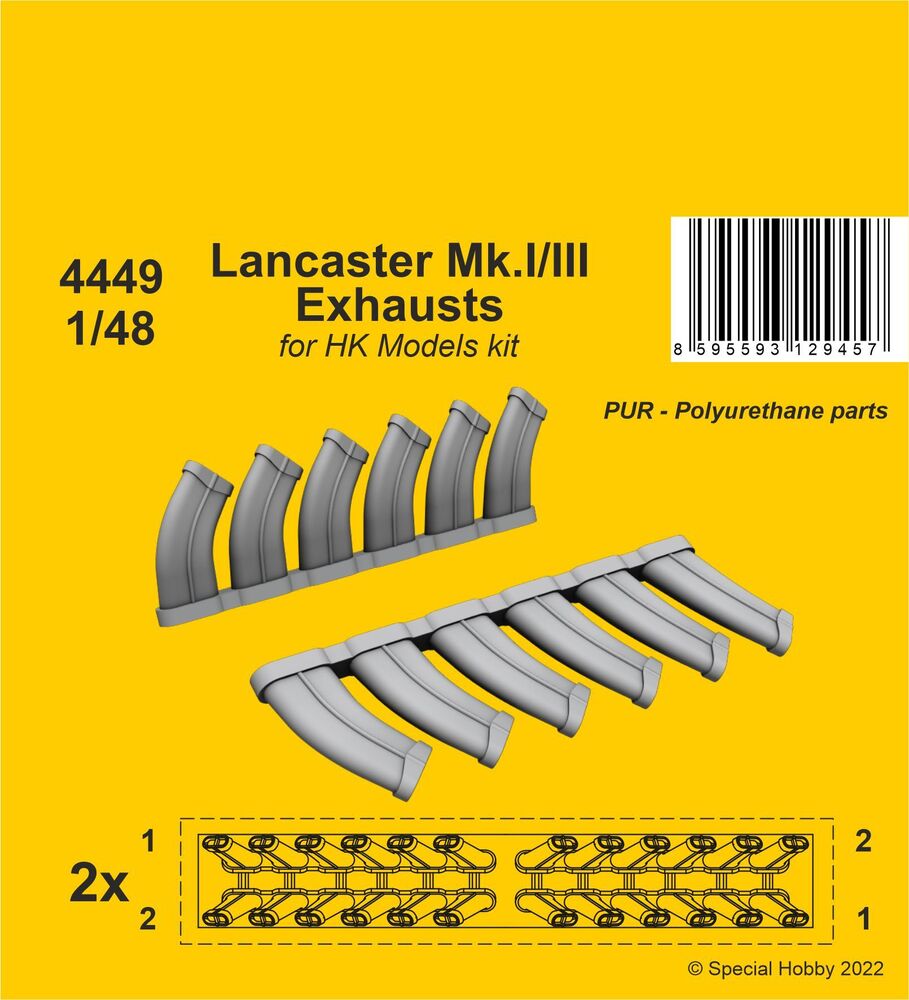 Lancaster Mk.I/III Exhausts 1/48 / for HK Models kit