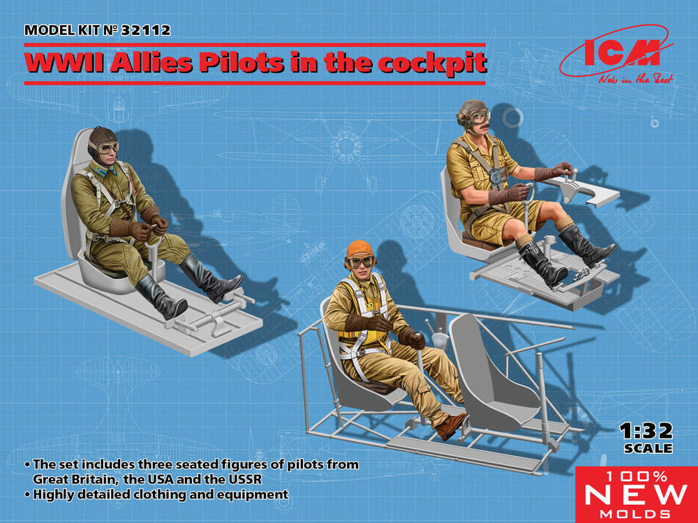 WWII Allies Pilots in the cockpit (British,Amarican,Soviet)(100%new molds)