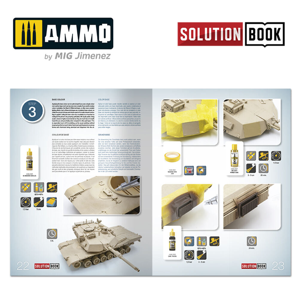 SOLUTION BOOK 16 - How to Paint Modern US Military Sand Sch. English, Castellano, Fran��ais, Deutsch