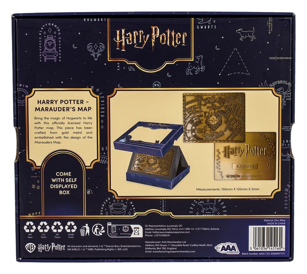 Harry Potter Replica Marauder's Map Metal Map 15 cm