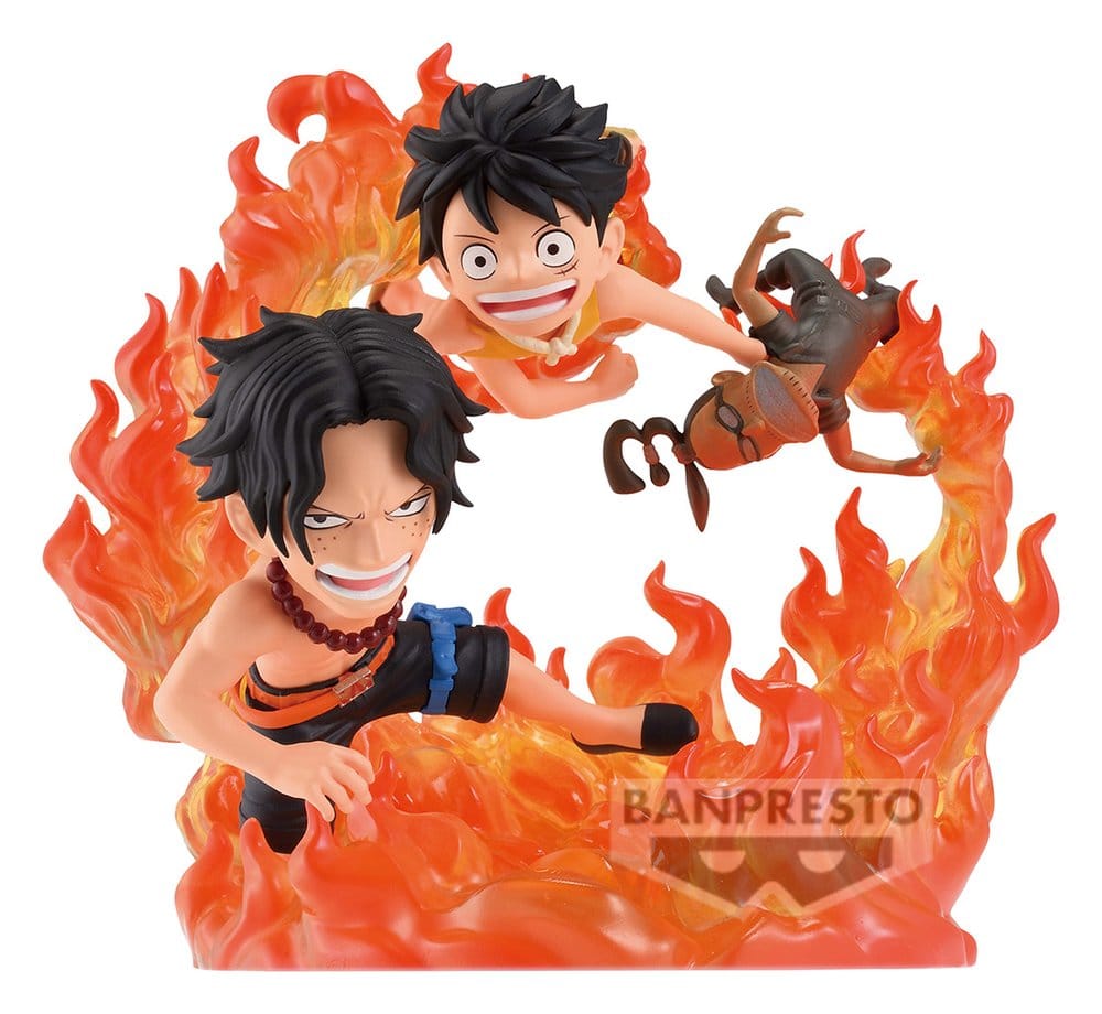 One Piece World Collectable Figure Log Stories PVC Figure Portgas D. Ace & Monkey D. Luffy (Marineford) 10 cm