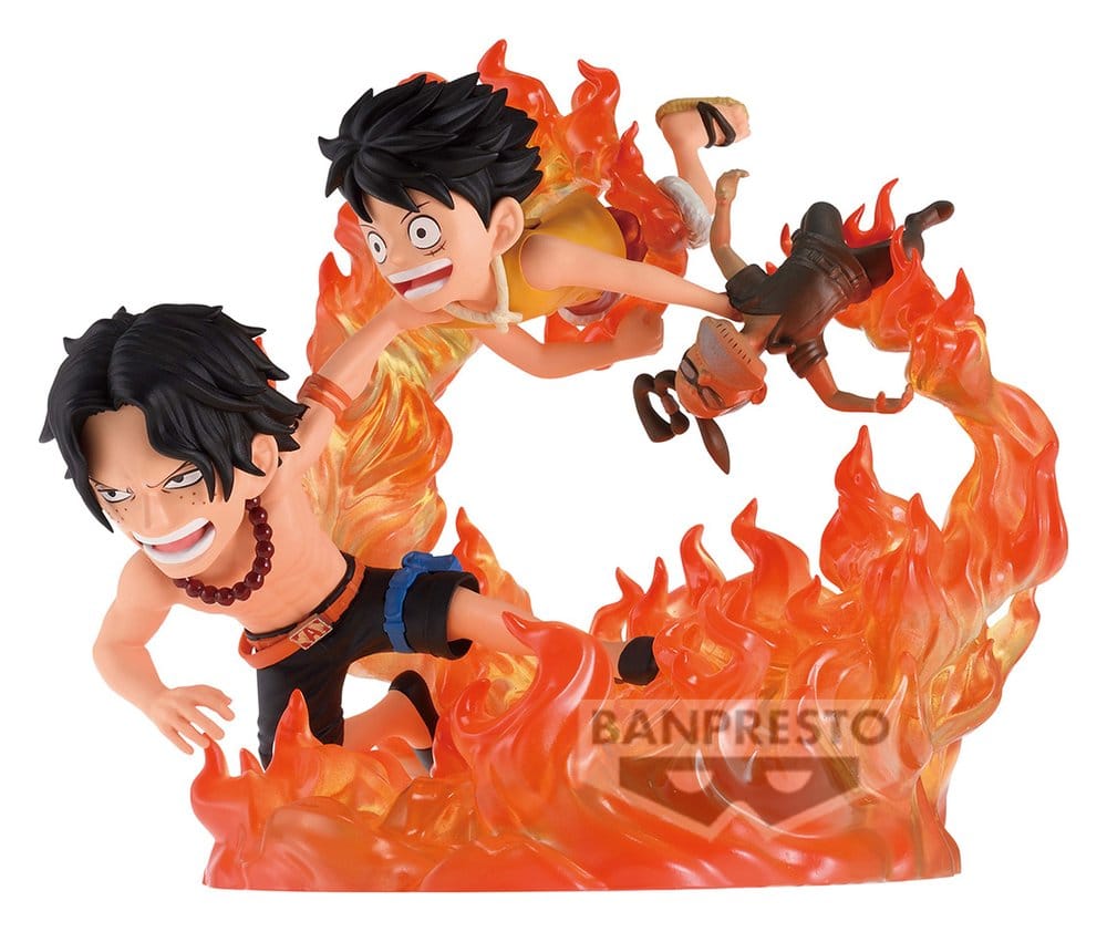 One Piece World Collectable Figure Log Stories PVC Figure Portgas D. Ace & Monkey D. Luffy (Marineford) 10 cm