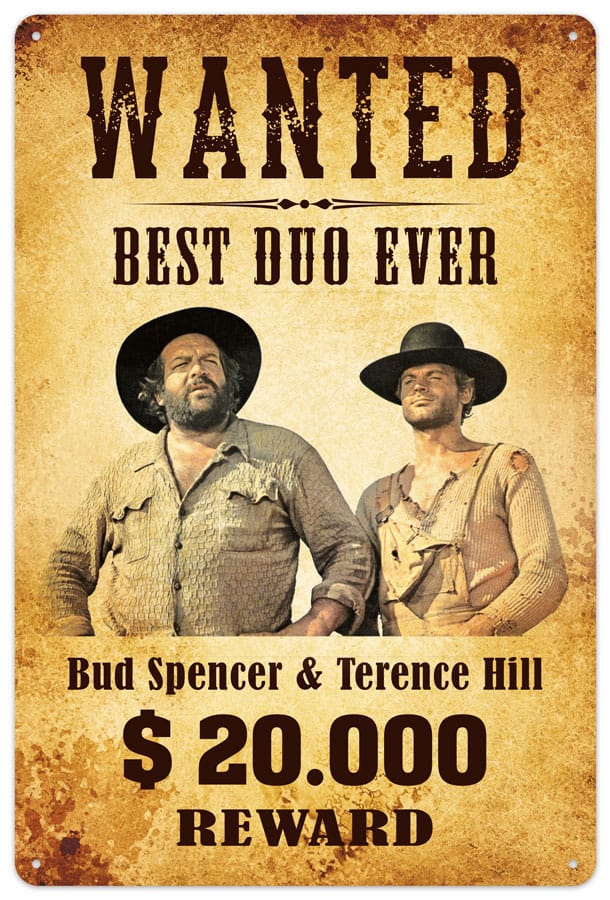 Bud Spencer & Terence Hill Tin Sign Wanted 20 x 30 cm