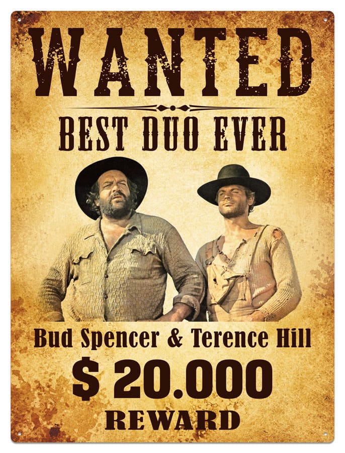 Bud Spencer & Terence Hill Tin Sign Wanted 30 x 40 cm