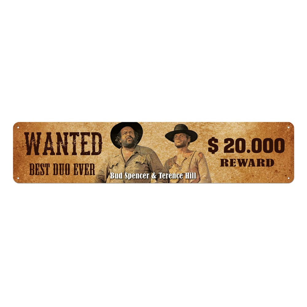 Bud Spencer & Terence Hill Tin Sign Wanted 46 x 10 cm
