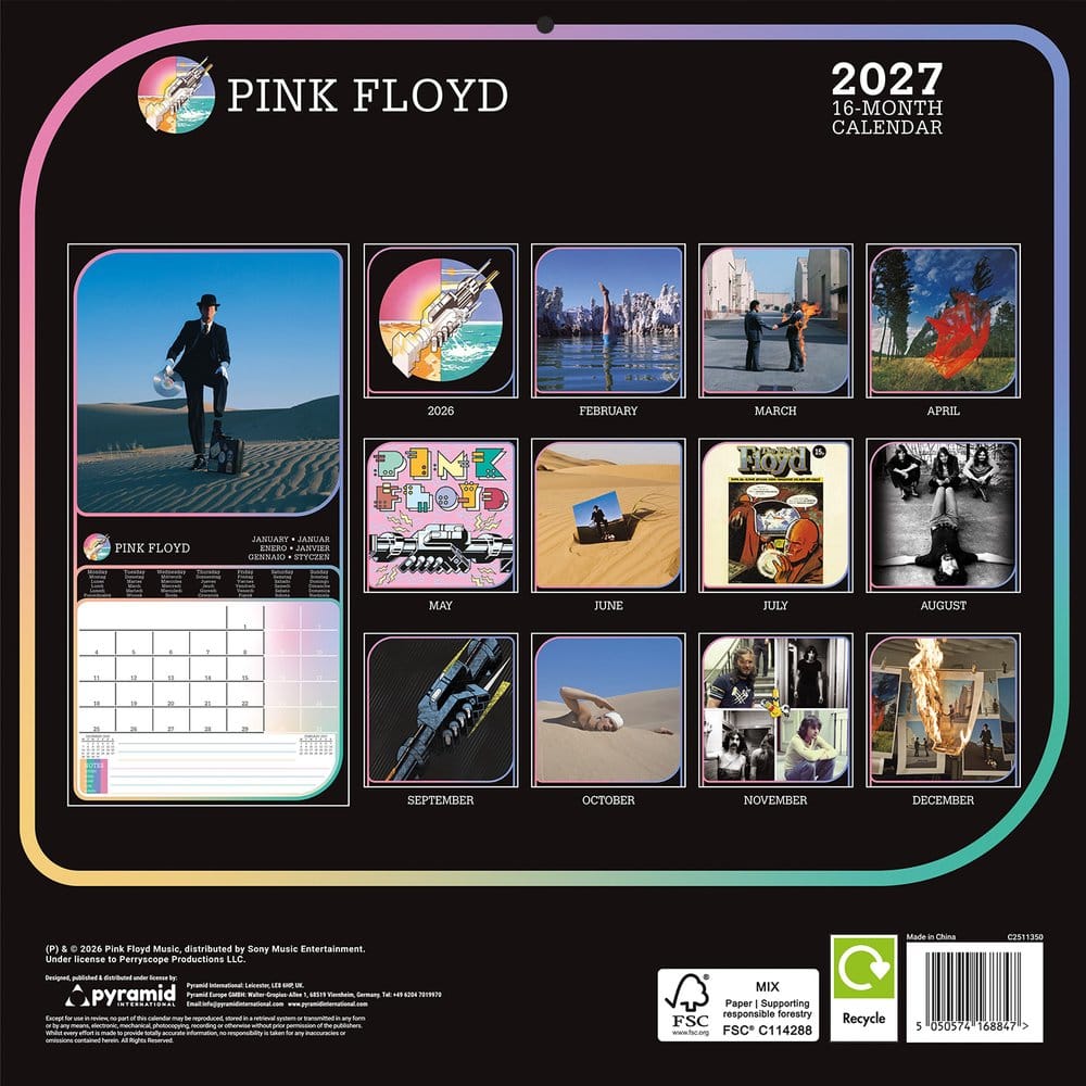 Pink Floyd Calendar 2027 30 x 30 cm
