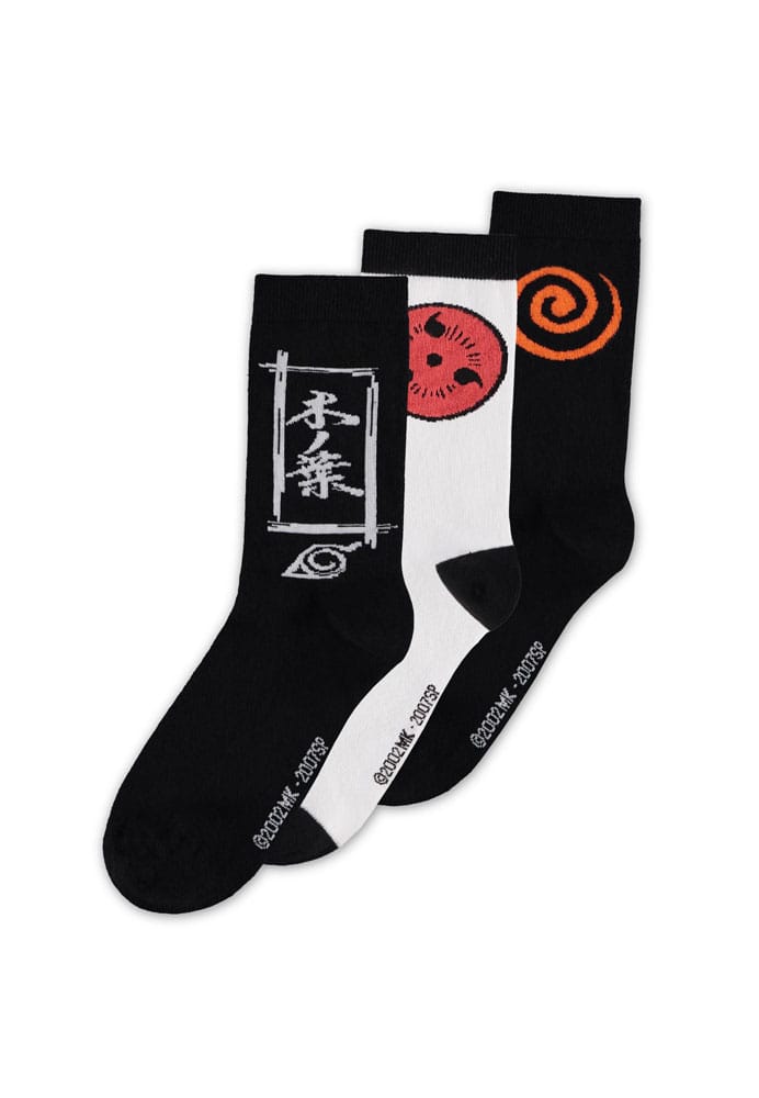 Naruto Shippuden Socks 3-Pack Sasuke Symbol 43-46