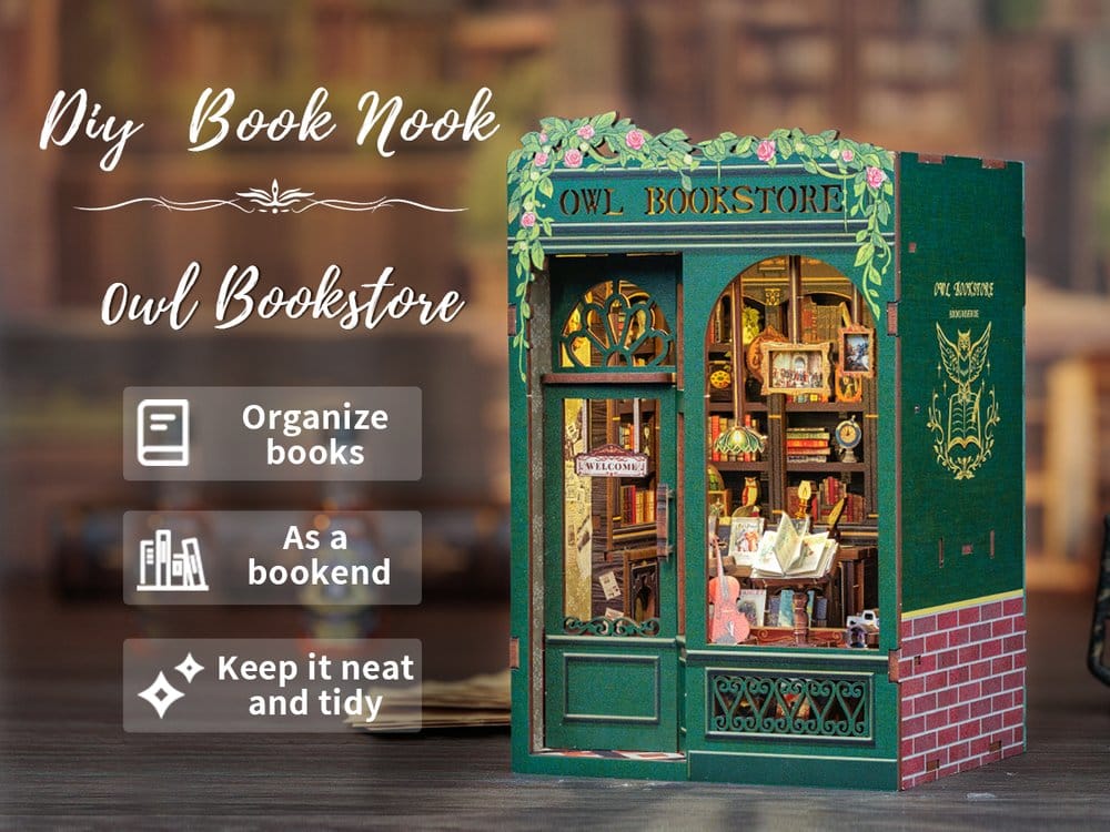 Book Nook Owl Bookstore 17 x 12 cm