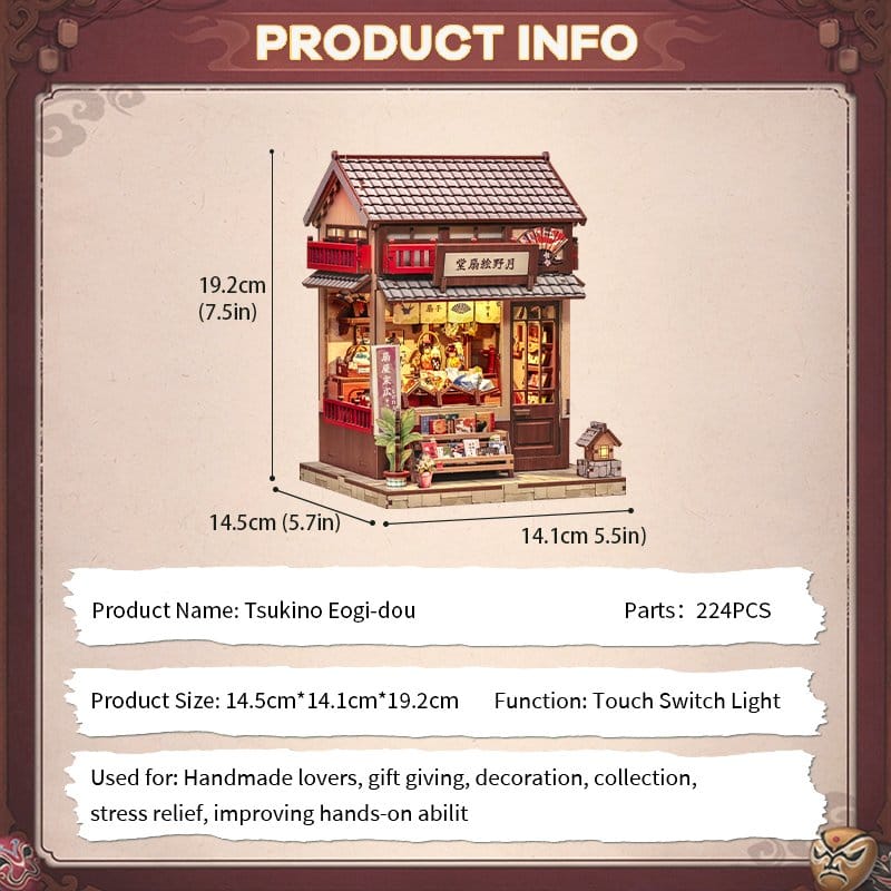 Miniature House Model Kit Tsukino Eogi-dou 19 x 14 cm