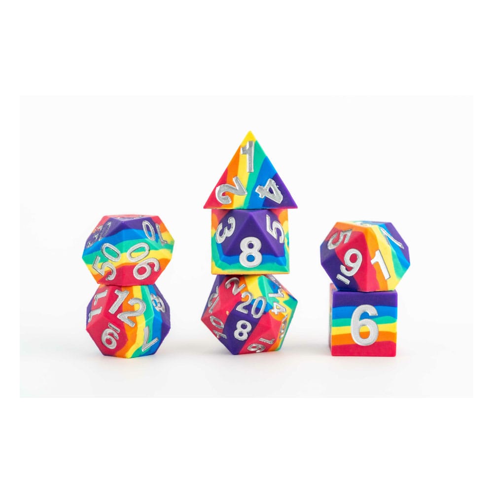 FanRoll Sharp Edge Silicone Dice Set Rainbow (7)