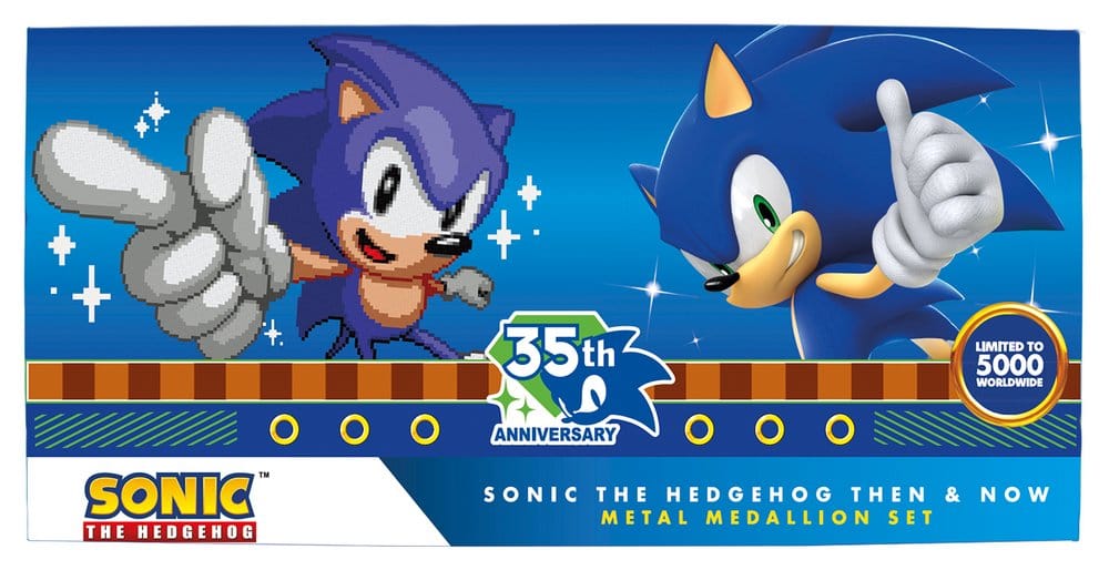 Sonic the Hedgehog Medallion Set 35th Anniversary Then & Now Limited Edition