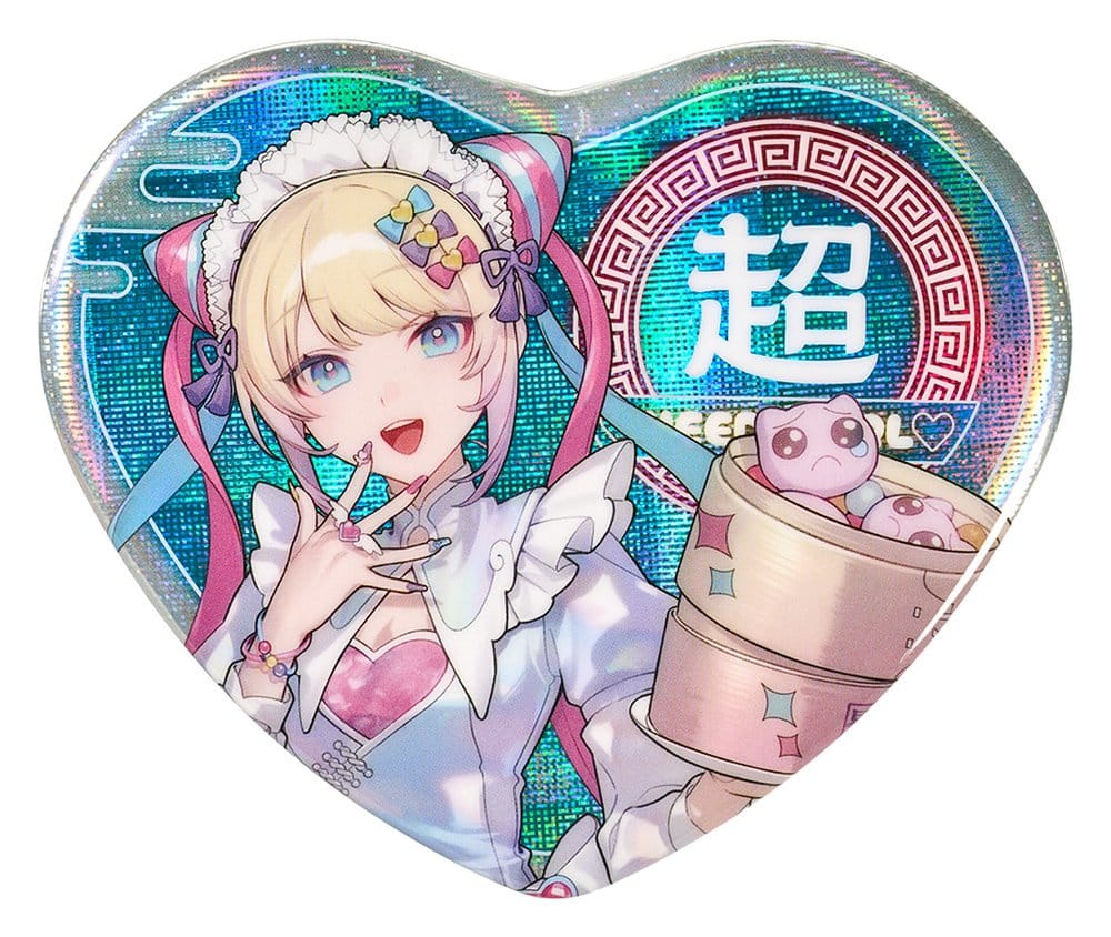 Needy Streamer Overload Needy Streamer Chinese Restaurant Series Heart-Shaped Pinback Button OMGkawaiiAngel 7 x 6 cm