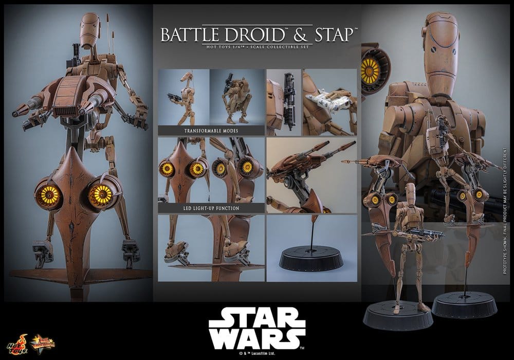 Star Wars: The Phantom Menace Movie Masterpiece Action Figure Set 1/6 Battle Droid & STAP 32 cm