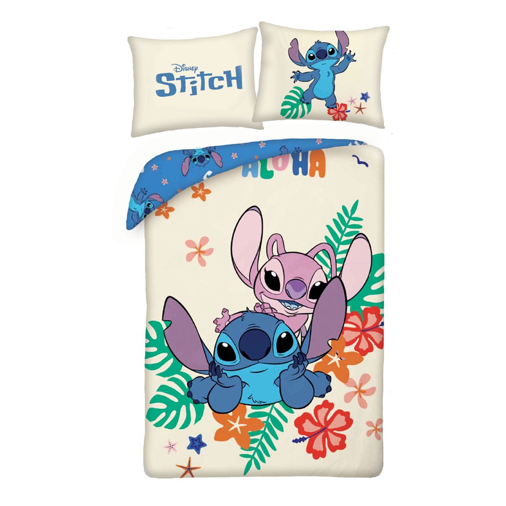 Lilo & Stitch Duvet Set Stitch & Angel Flowers 140 x 200 cm / 70 x 90 cm