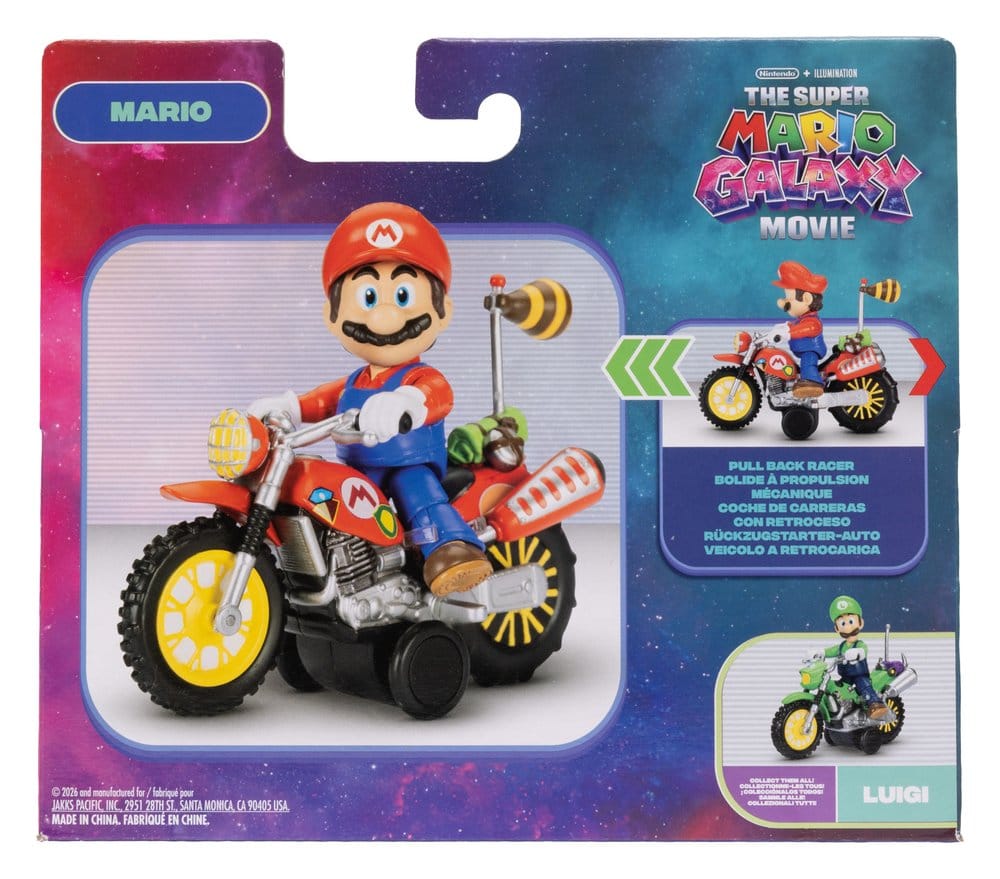 The Super Mario Galaxy Movie Action Figure with Pull Back Motorcycle Mario 6 cm