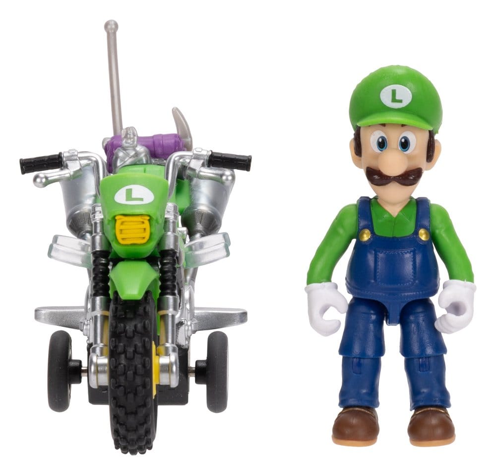 The Super Mario Galaxy Movie Action Figure with Pull Back Motorcycle Luigi 6 cm