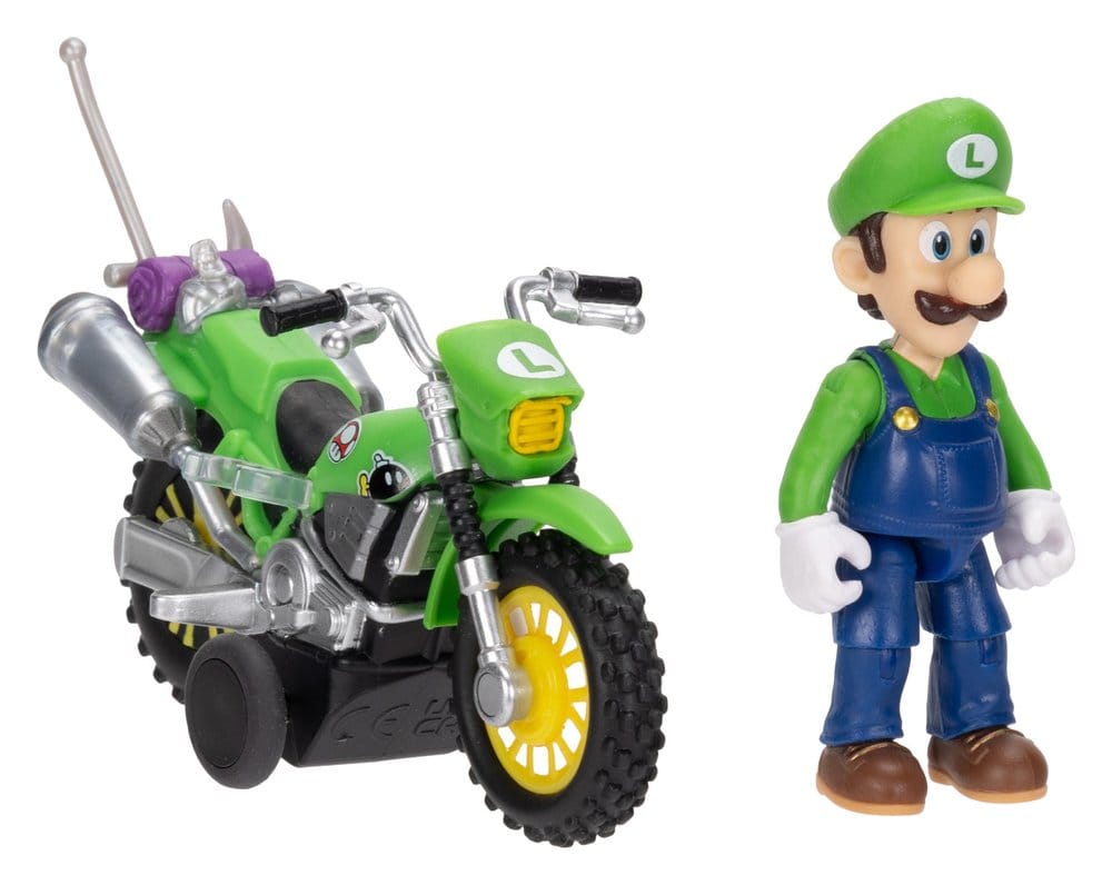 The Super Mario Galaxy Movie Action Figure with Pull Back Motorcycle Luigi 6 cm
