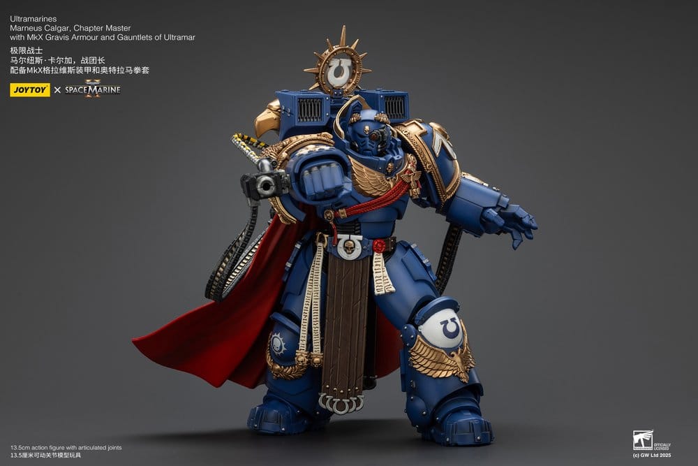 Warhammer 40k Action Figure Ultramarines Marneus Calgar Chapter Master with MKX Gravis Armour and Gauntlets of Ultramar 20 cm