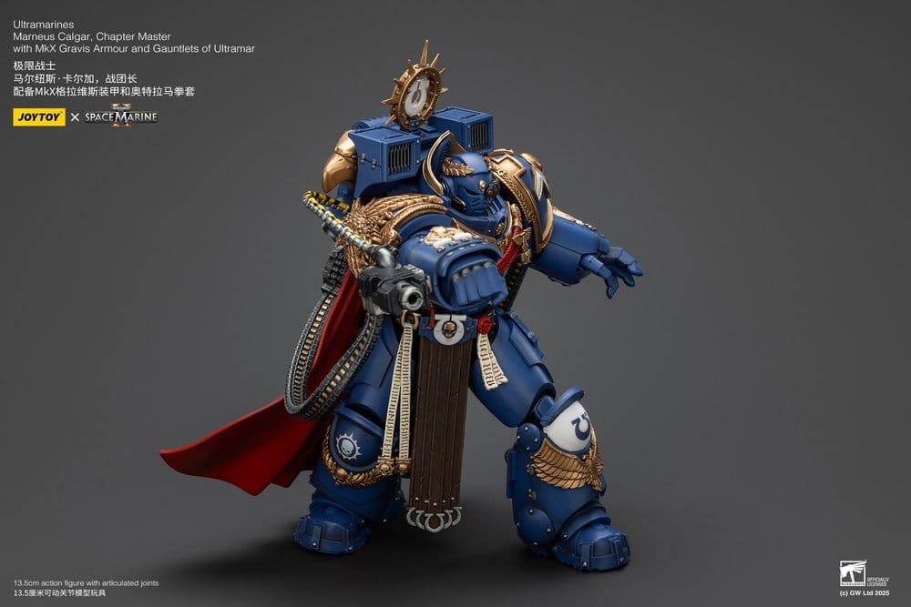 Warhammer 40k Action Figure Ultramarines Marneus Calgar Chapter Master with MKX Gravis Armour and Gauntlets of Ultramar 20 cm