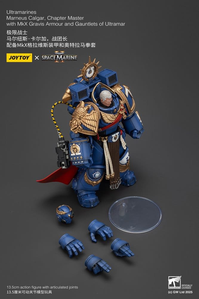 Warhammer 40k Action Figure Ultramarines Marneus Calgar Chapter Master with MKX Gravis Armour and Gauntlets of Ultramar 20 cm