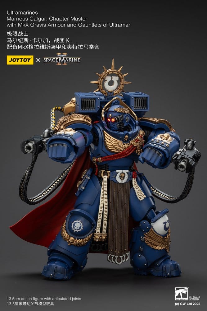 Warhammer 40k Action Figure Ultramarines Marneus Calgar Chapter Master with MKX Gravis Armour and Gauntlets of Ultramar 20 cm