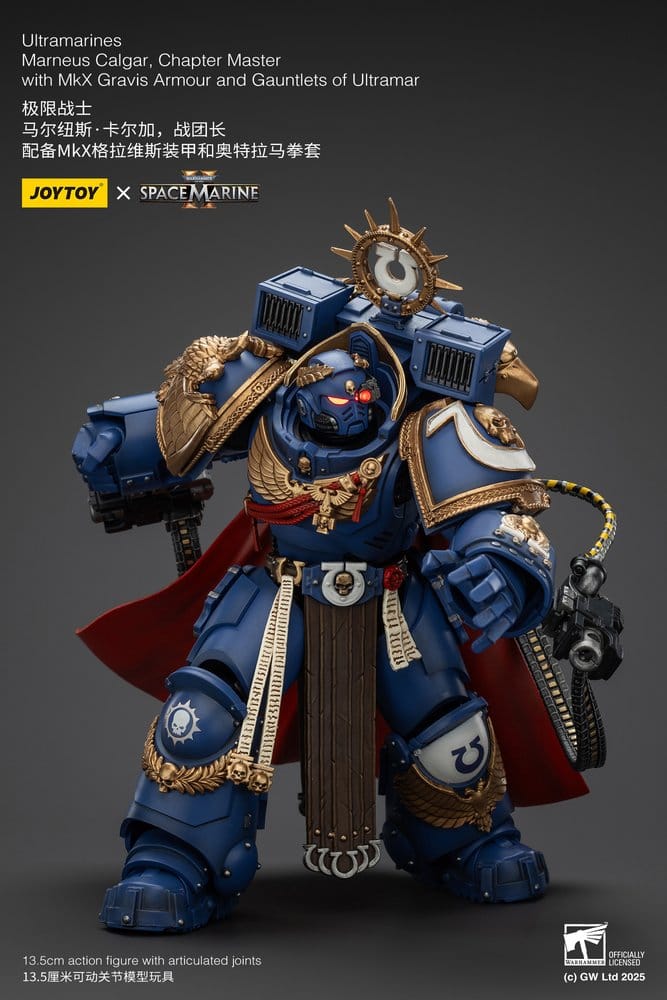 Warhammer 40k Action Figure Ultramarines Marneus Calgar Chapter Master with MKX Gravis Armour and Gauntlets of Ultramar 20 cm