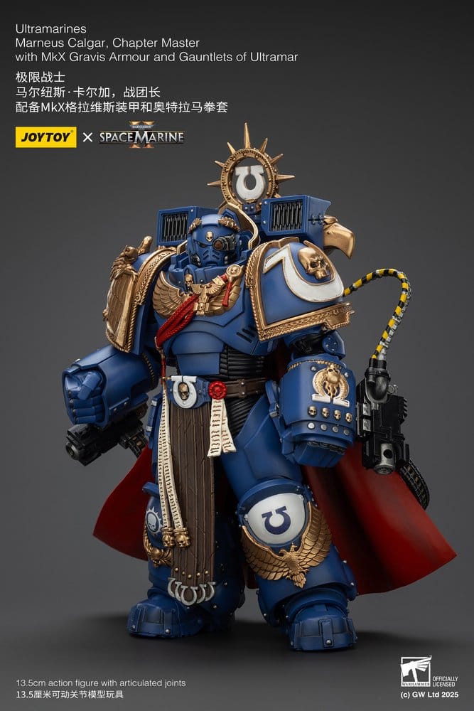 Warhammer 40k Action Figure Ultramarines Marneus Calgar Chapter Master with MKX Gravis Armour and Gauntlets of Ultramar 20 cm