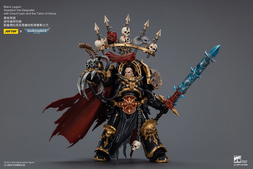 Warhammer 40,000 Action Figure  Black Legion Abaddon the Despoiler with Drach'nyen and the Talo 16 cm