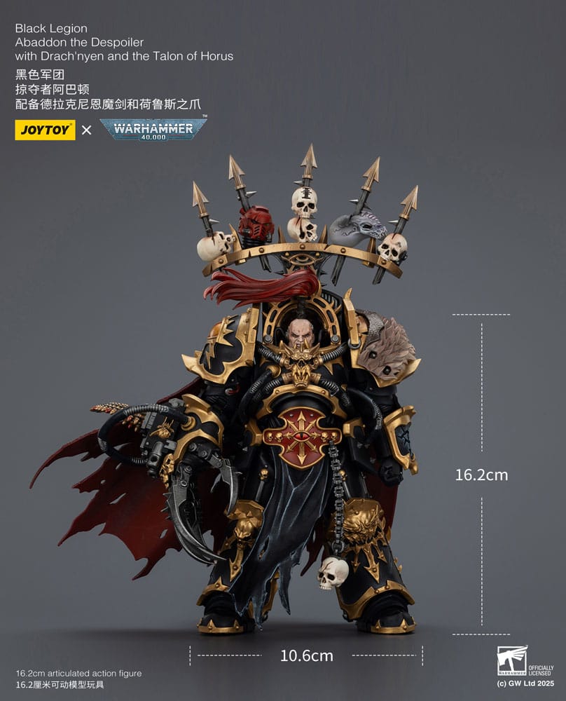 Warhammer 40,000 Action Figure  Black Legion Abaddon the Despoiler with Drach'nyen and the Talo 16 cm