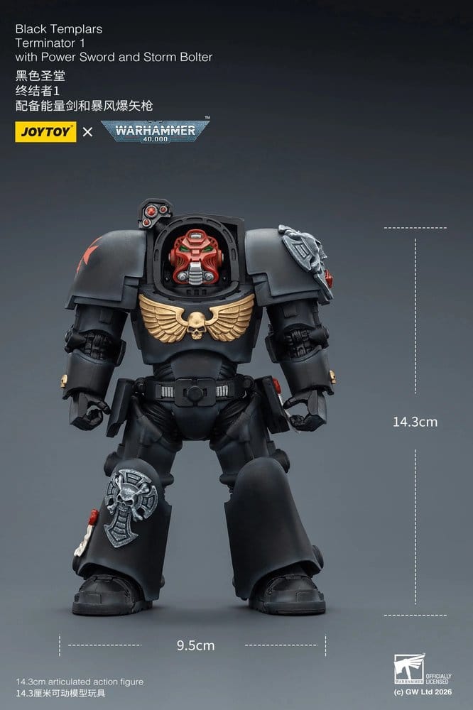 Warhammer 40,000 Action Figure Black Templars Terminator 1 with Power Sword and Storm Bolter 14 cm