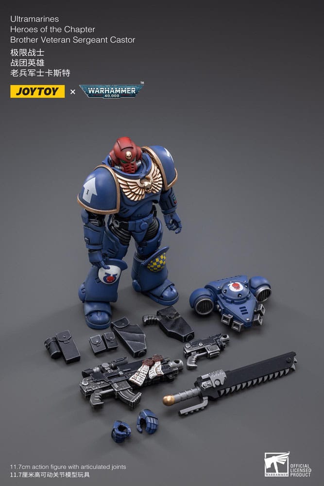 Warhammer 40k Action Figure 1/18 Ultramarines Heroes of the Chapter Brother Veteran Sergeant Castor 12 cm