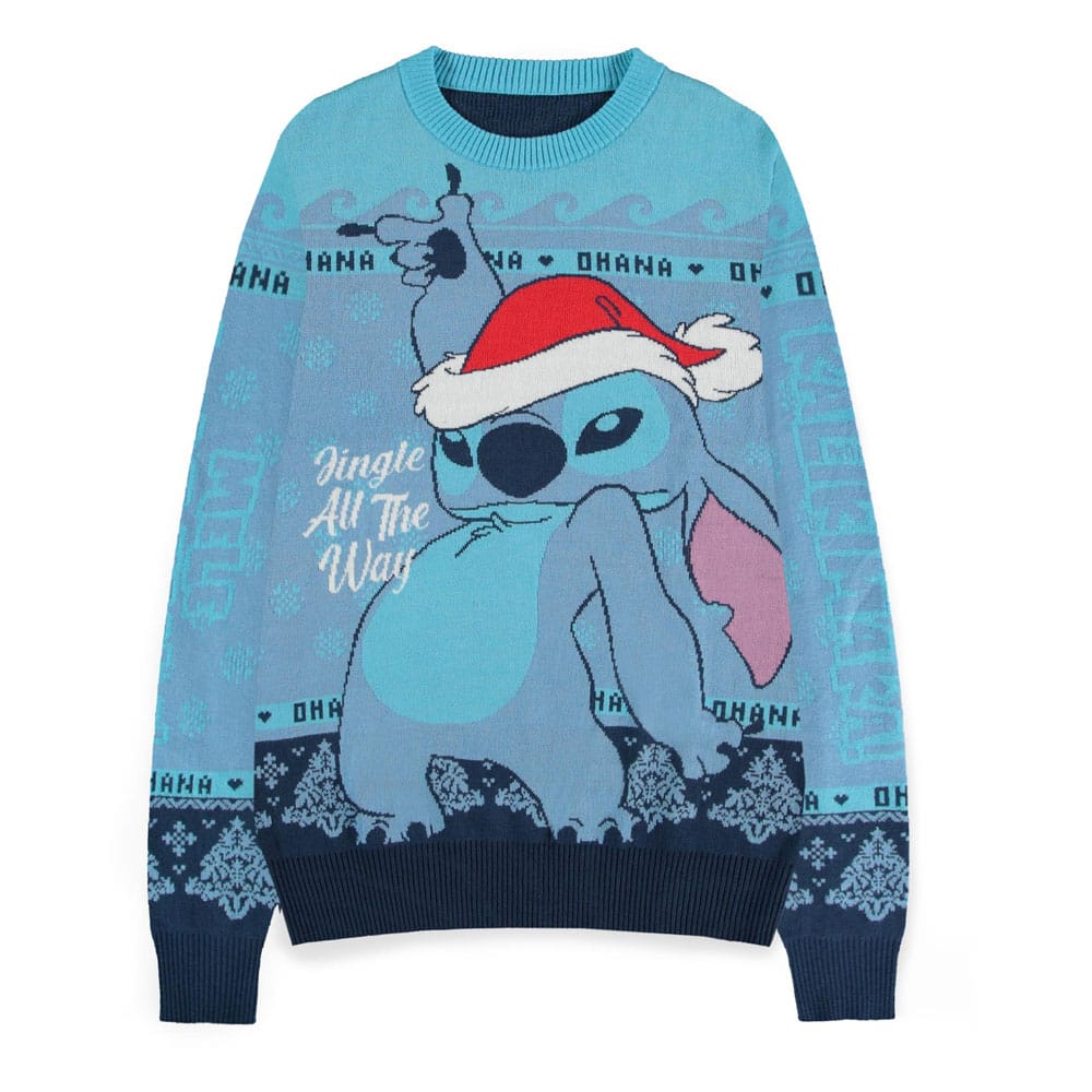 Lilo & Stitch Sweatshirt Christmas Jumper Stitch Blue Size L
