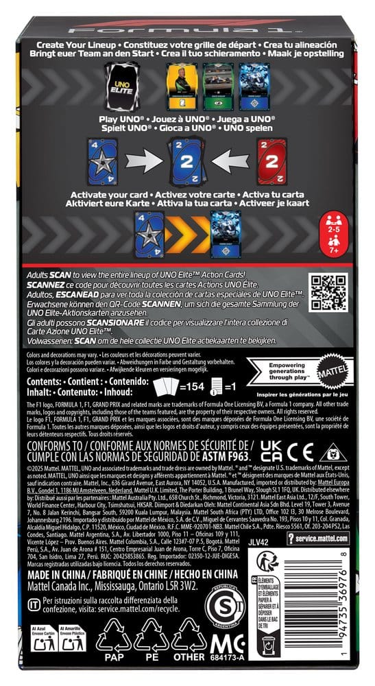 Formula 1 UNO Card Game Elite F1 Starter Set