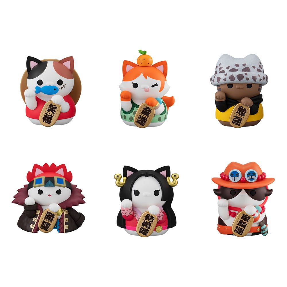 One Piece Mega Cat Project Trading Figure NyanPieceNyan! Beckoning cat Lucky Cat Pirates 7 cm Display (6)