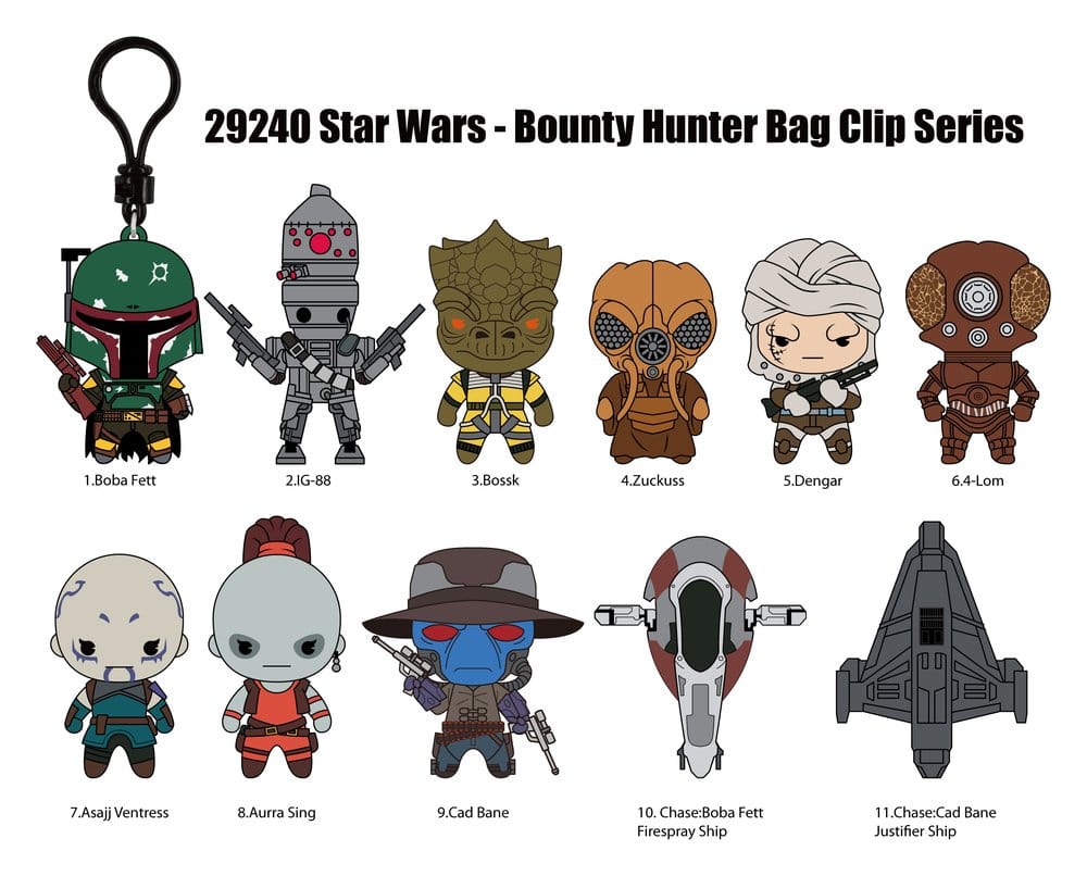 Star Wars Most Wanted Bounty Hunters 3D PVC Bag Clips Series 1 Display (24)