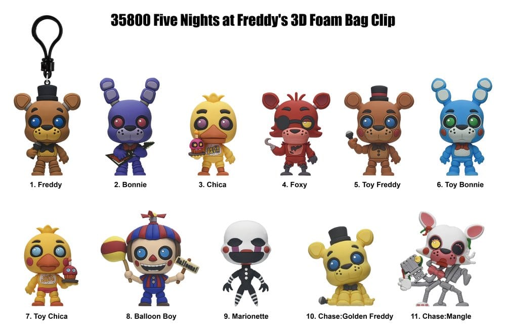 Five Nights at Freddy's 3D PVC Bag Clips Series 1 Display (24)
