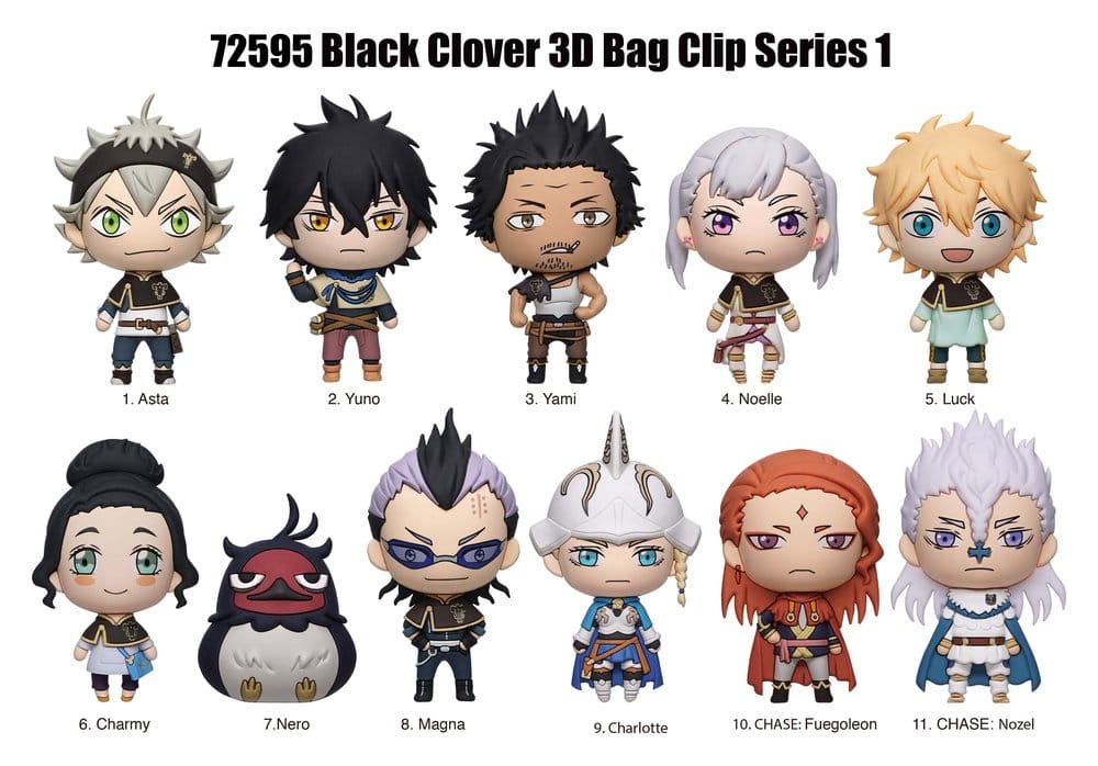 Black Clover 3D Foam Bag Clips Series 1 Display (24)