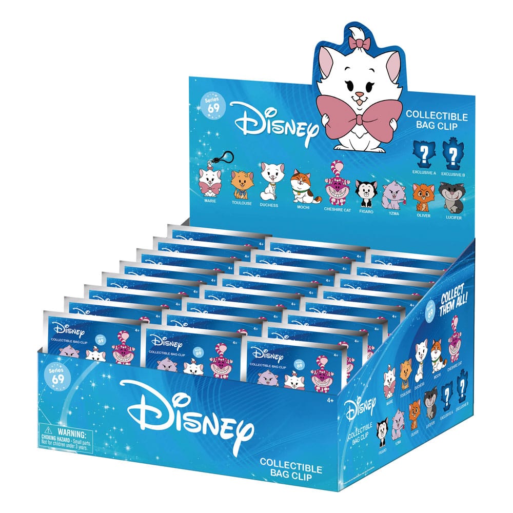 Disney Cats 3D Foam Bag Clips Series 69 Display (24)