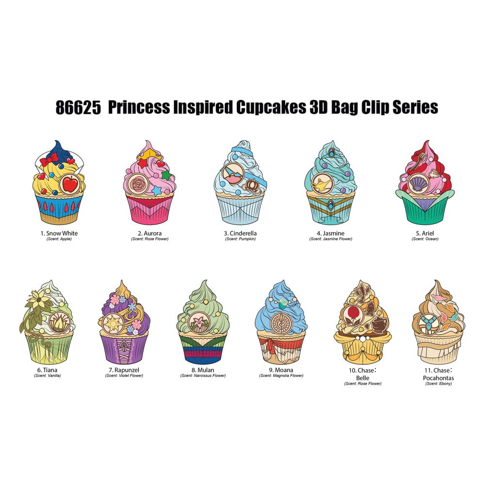 Disney Princess 3D Foam Bag Clips Cupcake Display (24)