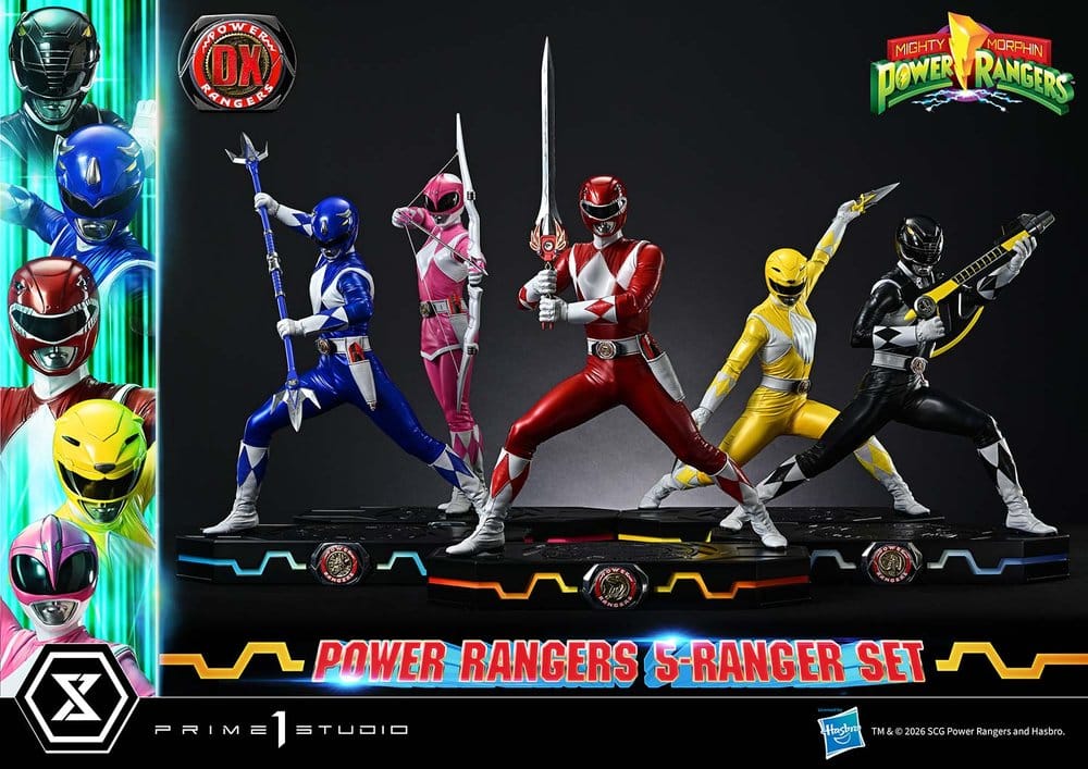 Mighty Morphin Power Rangers Premium Masterline Set of 5 Statues 1/4 Deluxe Bonus Version 62 cm