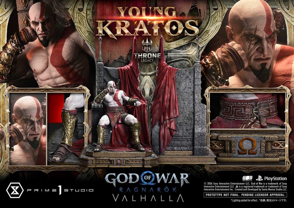 Throne Legacy God of War Series Statue 1/3 Ragnarok Young Thyself Kratos Bonus Version 91 cm