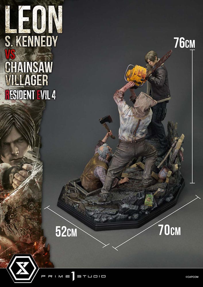 Resident Evil 4 Ultimate Premium Masterline Series Statue 1/4 Leon S. Kennedy vs. Chainsaw Villager 76 cm