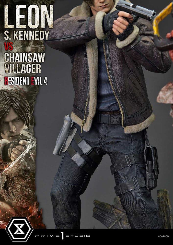 Resident Evil 4 Ultimate Premium Masterline Series Statue 1/4 Leon S. Kennedy vs. Chainsaw Villager 76 cm