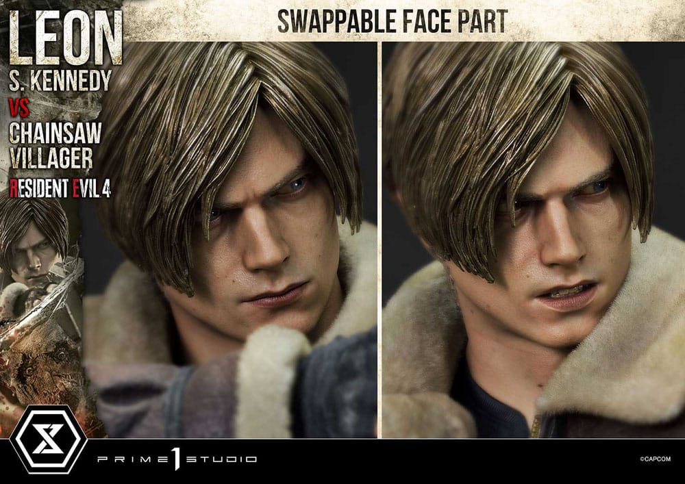 Resident Evil 4 Ultimate Premium Masterline Series Statue 1/4 Leon S. Kennedy vs. Chainsaw Villager Bonus Ver. 76 cm