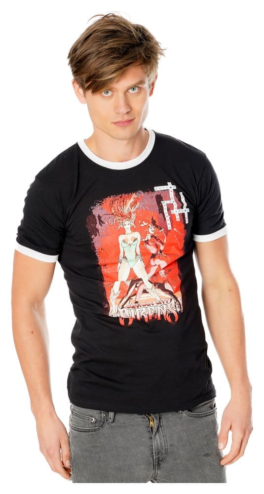 Gotham City Sirens T-Shirt Crossword Black Ringer Size XXL