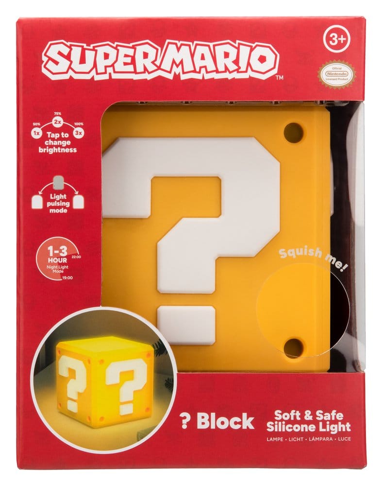 Super Mario SquishyGlo Silicon Light Question Block Rechargeable 13 cm