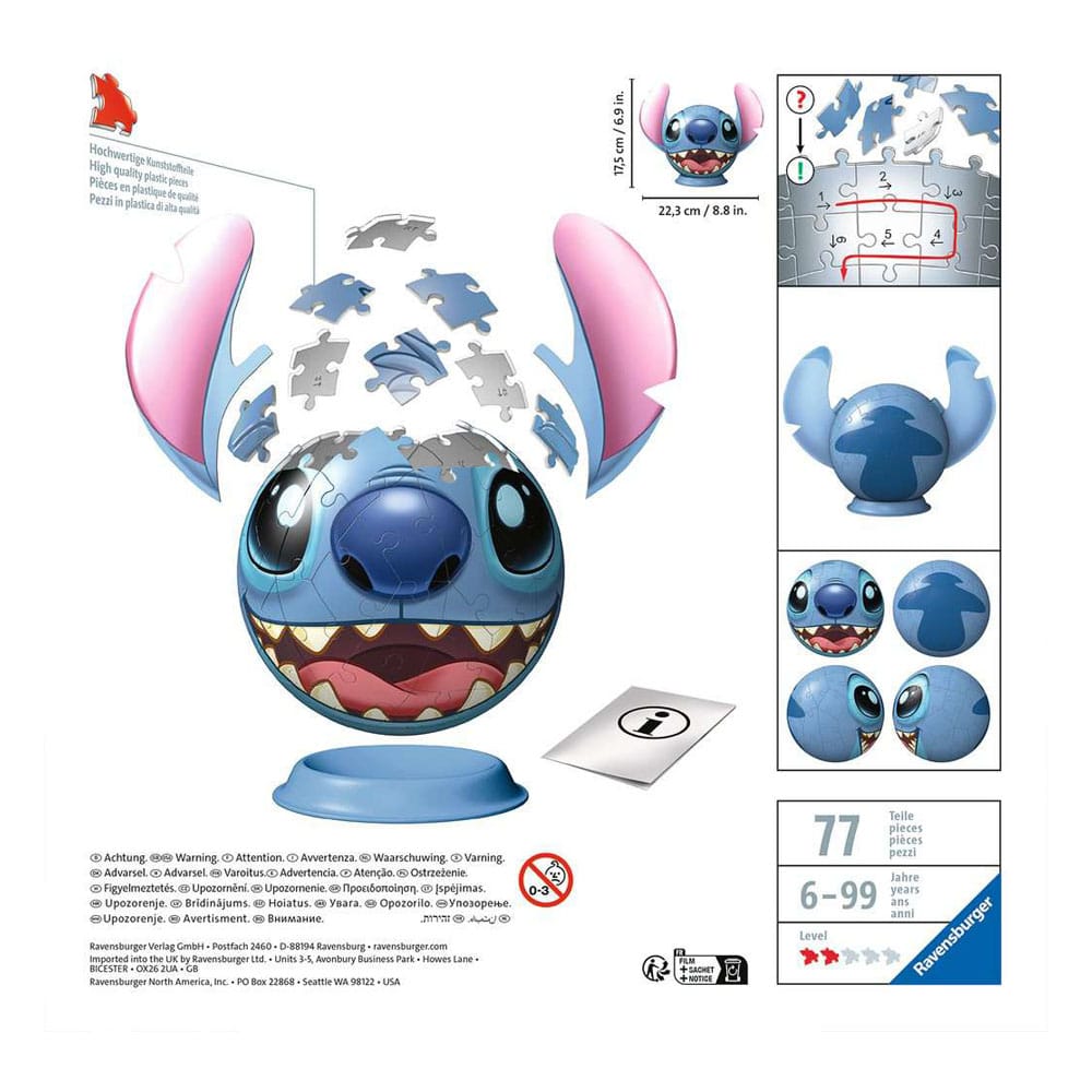 Lilo &amp; Stitch 3D Puzzle Ball with Ears Stitch (72 pieces)