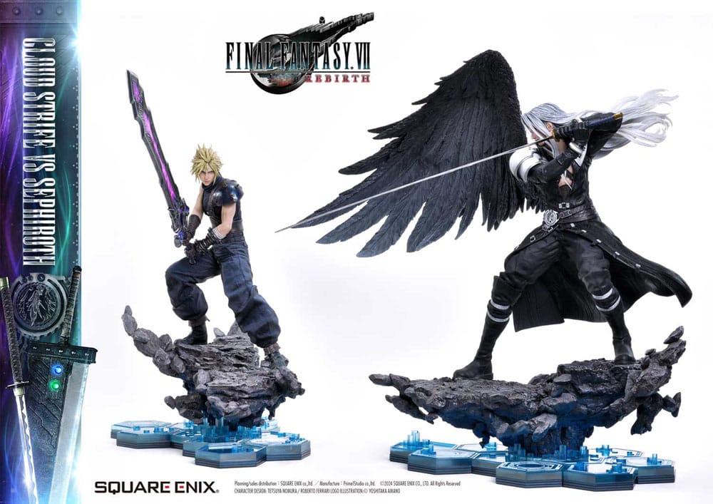 Final Fantasy VII Rebirth Statues 2-Pack 1/4 Cloud Strife vs Sephiroth 69 cm